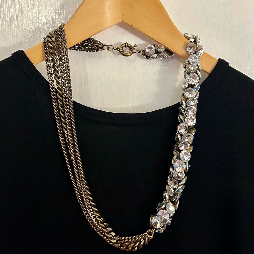 Madewell crystal, curb chain asymmetrical necklace. - Picture 10 of 10